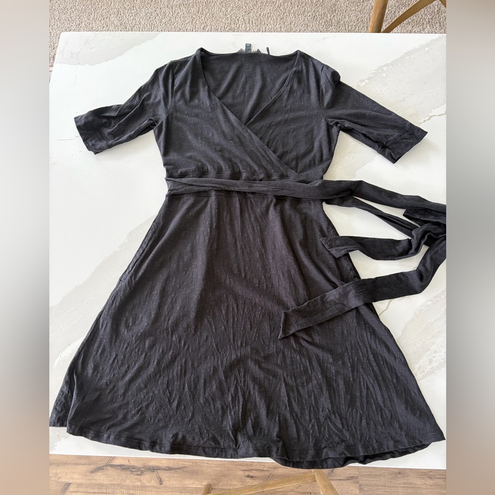 Toad&Co Charcoal Wrap Midi Dress